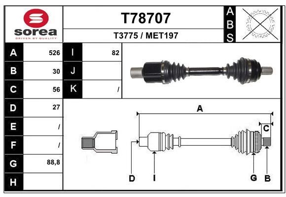 EAI T78707 Drive shaft T78707: Buy near me in Poland at 2407.PL - Good price!