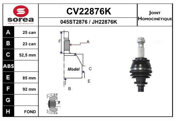 EAI CV22876K Joint kit, drive shaft CV22876K: Buy near me in Poland at 2407.PL - Good price!