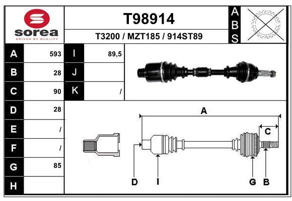 EAI T98914 Drive shaft T98914: Buy near me in Poland at 2407.PL - Good price!