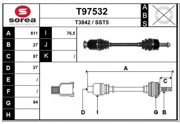 EAI T97532 Drive shaft T97532: Buy near me in Poland at 2407.PL - Good price!