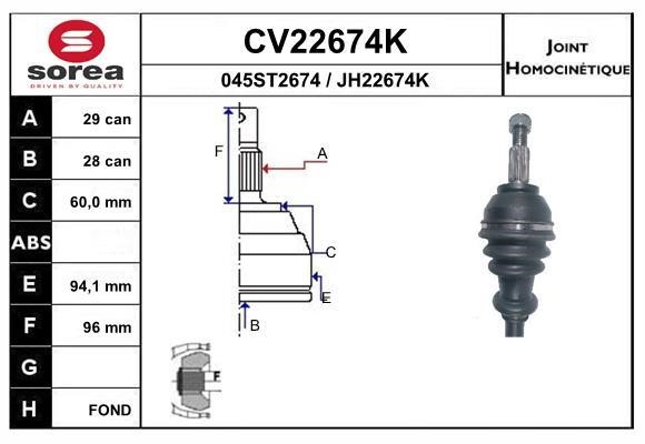 EAI CV22674K Przegub homokinetyczny CV22674K: Dobra cena w Polsce na 2407.PL - Kup Teraz!