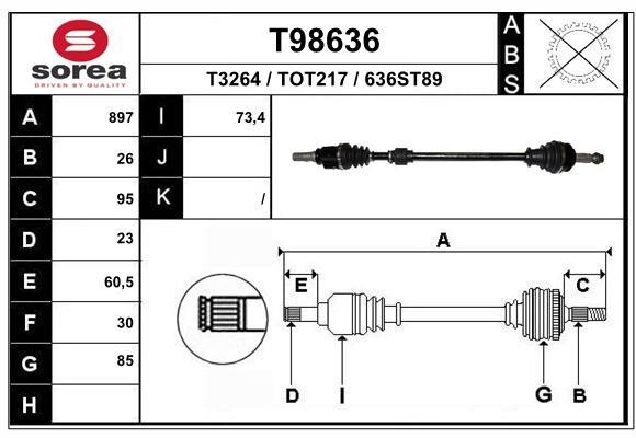 EAI T98636 Drive shaft T98636: Buy near me in Poland at 2407.PL - Good price!