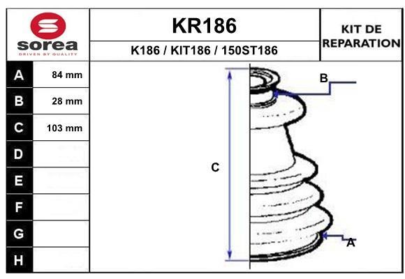 EAI KR186 Пильовик приводного валу, комплект KR186: Приваблива ціна - Купити у Польщі на 2407.PL!