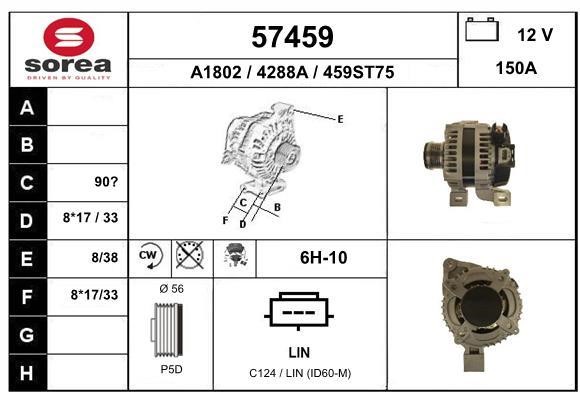 EAI 57459 Alternator 57459: Buy near me in Poland at 2407.PL - Good price!