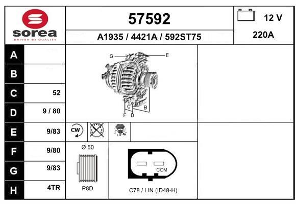 EAI 57592 Alternator 57592: Buy near me in Poland at 2407.PL - Good price!