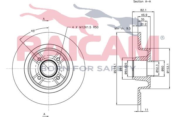 Rear brake disc, non-ventilated Raicam RD00682