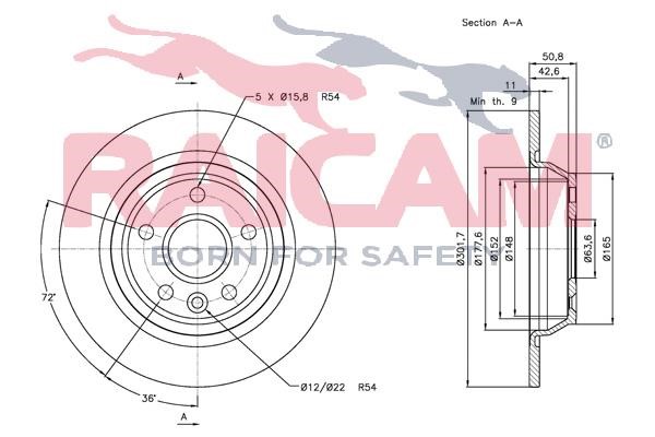 Rear brake disc, non-ventilated Raicam RD00271
