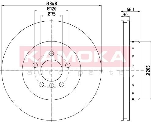 Kamoka 103307 Front brake disc ventilated 103307: Buy near me at 2407.PL in Poland at an Affordable price!