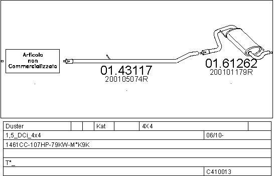 Mts C410013026606 Система випуску відпрацьованих газів C410013026606: Приваблива ціна - Купити у Польщі на 2407.PL!
