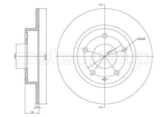 Trusting DF1683 Rear brake disc, non-ventilated DF1683: Buy near me in Poland at 2407.PL - Good price!