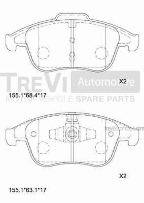 Trevi automotive PF1404 Brake Pad Set, disc brake PF1404: Buy near me in Poland at 2407.PL - Good price!