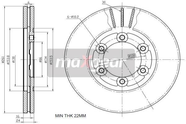 Maxgear 192299 Front brake disc ventilated 192299: Buy near me in Poland at 2407.PL - Good price!