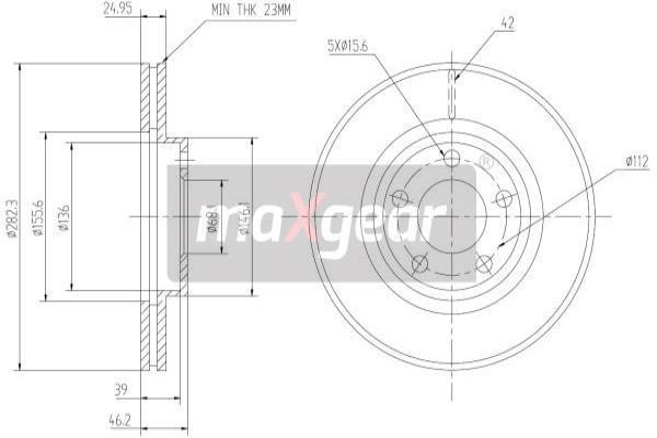 Maxgear 19-0757 Front brake disc ventilated 190757: Buy near me in Poland at 2407.PL - Good price!