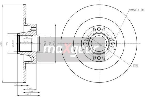 Maxgear 19-1279 Rear brake disc, non-ventilated 191279: Buy near me in Poland at 2407.PL - Good price!