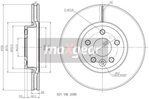 Maxgear 19-1332 Front brake disc ventilated 191332: Buy near me at 2407.PL in Poland at an Affordable price!