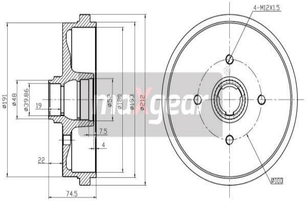 Maxgear 19-0822 Rear brake drum 190822: Buy near me at 2407.PL in Poland at an Affordable price!