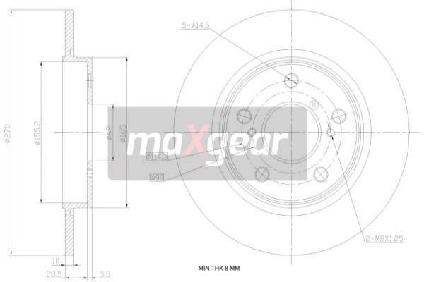 Maxgear 19-1869 Rear brake disc, non-ventilated 191869: Buy near me at 2407.PL in Poland at an Affordable price!