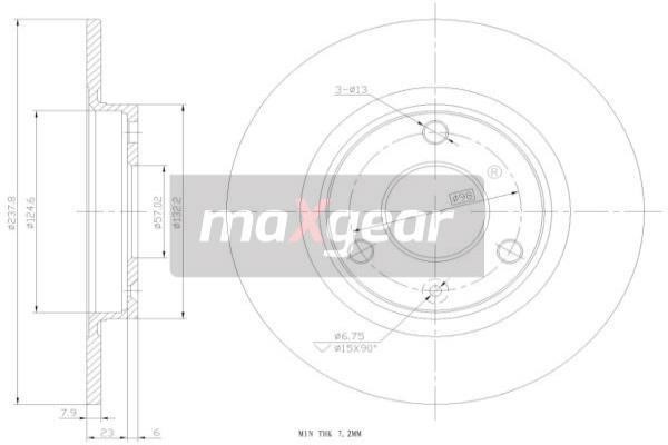 Maxgear 19-0697 Unventilated front brake disc 190697: Buy near me in Poland at 2407.PL - Good price!