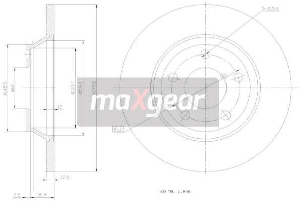 Maxgear 19-0765 Unventilated front brake disc 190765: Buy near me in Poland at 2407.PL - Good price!