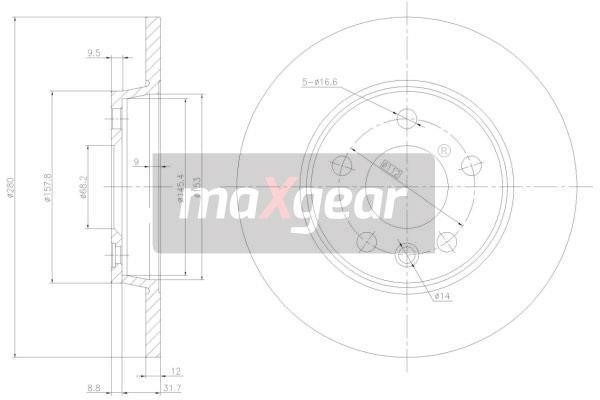 Maxgear 19-0789 Rear brake disc, non-ventilated 190789: Buy near me in Poland at 2407.PL - Good price!