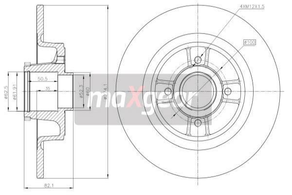 Maxgear 19-1278 Rear brake disc, non-ventilated 191278: Buy near me in Poland at 2407.PL - Good price!