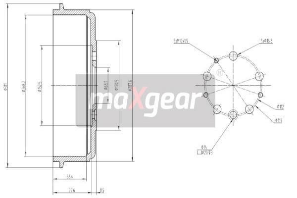 Maxgear 19-1341 Rear brake drum 191341: Buy near me at 2407.PL in Poland at an Affordable price!