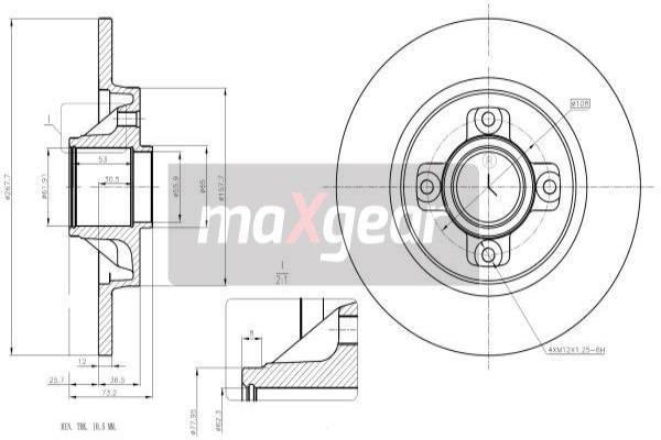 Maxgear 19-1963 Rear brake disc, non-ventilated 191963: Buy near me in Poland at 2407.PL - Good price!