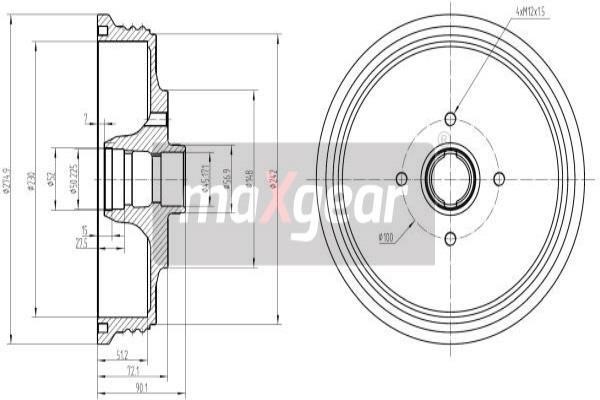 Maxgear 192425 Rear brake drum 192425: Buy near me at 2407.PL in Poland at an Affordable price!