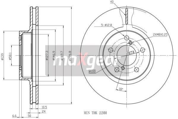 Maxgear 19-2505MAX Brake disc 192505MAX: Buy near me in Poland at 2407.PL - Good price!