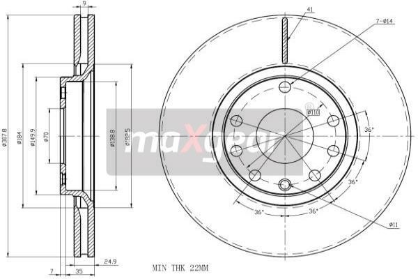 Maxgear 19-1019 Front brake disc ventilated 191019: Buy near me in Poland at 2407.PL - Good price!