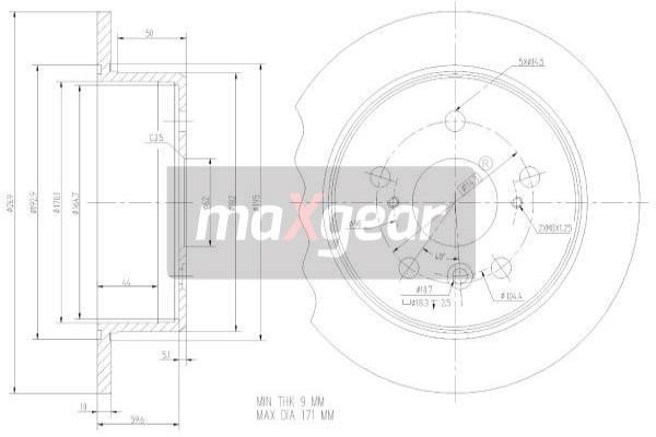 Maxgear 192347 Диск гальмівний задній невентильований 192347: Приваблива ціна - Купити у Польщі на 2407.PL!