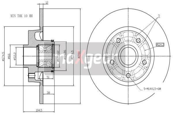 Maxgear 19-3230 Rear brake disc, non-ventilated 193230: Buy near me at 2407.PL in Poland at an Affordable price!