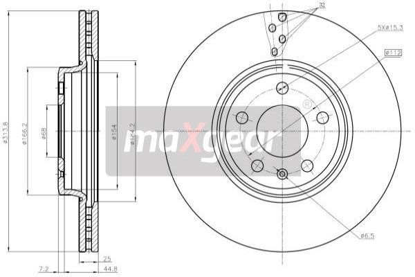 Maxgear 19-1287MAX Тормозной диск передний вентилируемый 191287MAX: Отличная цена - Купить в Польше на 2407.PL!