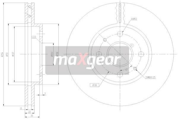Maxgear 19-3347 Front brake disc ventilated 193347: Buy near me in Poland at 2407.PL - Good price!