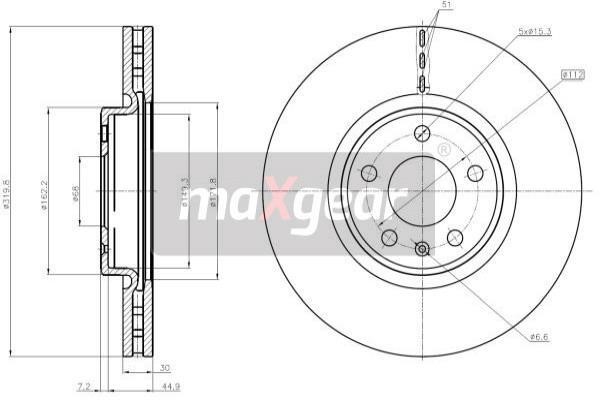 Maxgear 19-2252MAX Front brake disc ventilated 192252MAX: Buy near me at 2407.PL in Poland at an Affordable price!