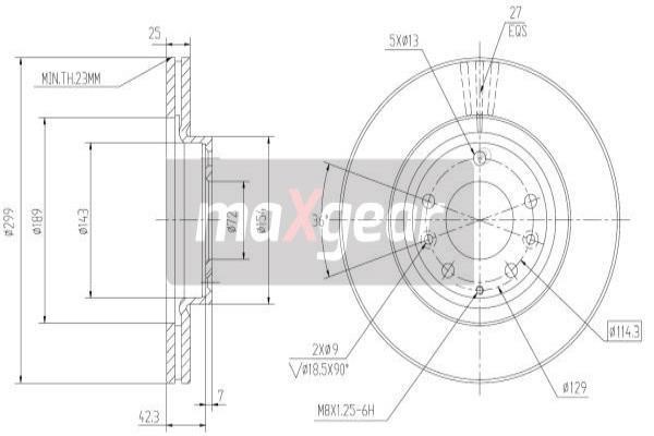 Maxgear 19-1859MAX Тормозной диск передний вентилируемый 191859MAX: Отличная цена - Купить в Польше на 2407.PL!