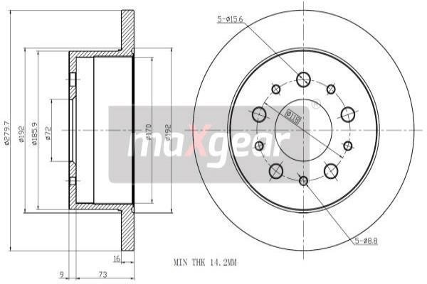 Maxgear 19-0993MAX Диск гальмівний задній невентильований 190993MAX: Приваблива ціна - Купити у Польщі на 2407.PL!