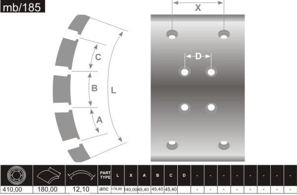 Fras-le MB/185X Brake lining set MB185X: Buy near me in Poland at 2407.PL - Good price!