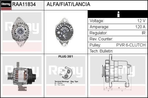 Remy RAA11834 Alternator RAA11834: Buy near me in Poland at 2407.PL - Good price!