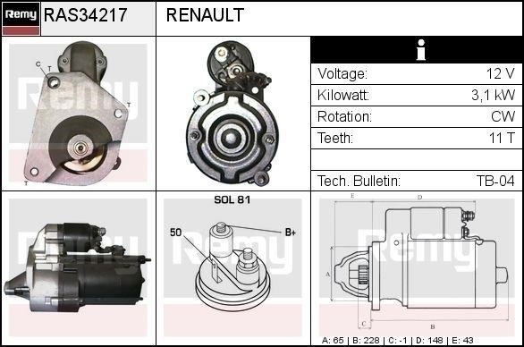 Remy RAS34217 Starter RAS34217: Buy near me at 2407.PL in Poland at an Affordable price!