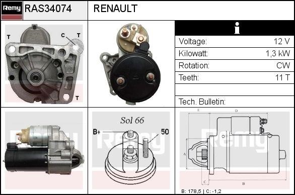 Remy RAS34074 Стартер RAS34074: Приваблива ціна - Купити у Польщі на 2407.PL!