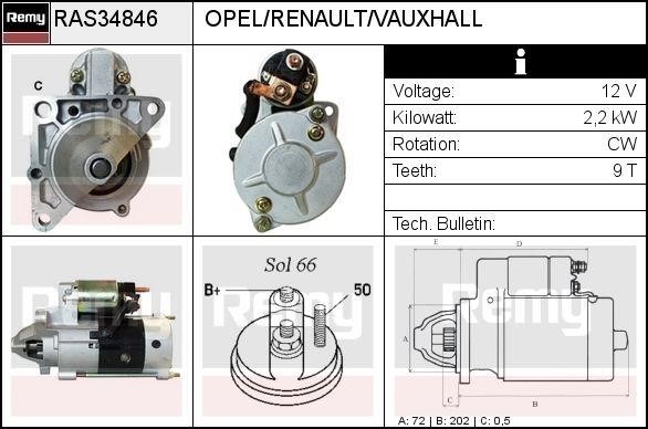 Remy RAS34846 Стартер RAS34846: Приваблива ціна - Купити у Польщі на 2407.PL!