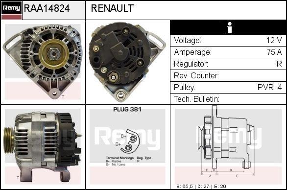 Remy RAA14824 Alternator RAA14824: Buy near me in Poland at 2407.PL - Good price!