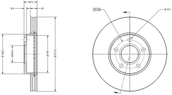 Remy RAD1046C Диск гальмівний передній вентильований RAD1046C: Приваблива ціна - Купити у Польщі на 2407.PL!