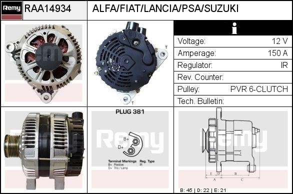 Remy RAA14934 Alternator RAA14934: Buy near me in Poland at 2407.PL - Good price!