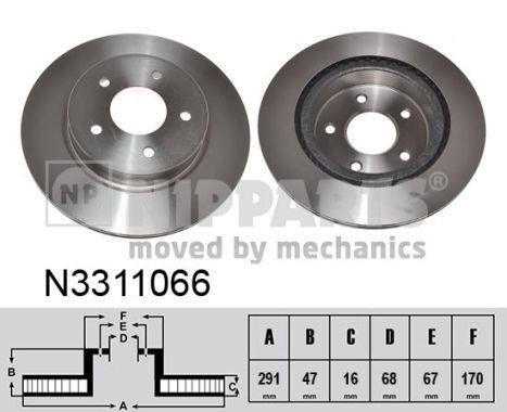 Nipparts N3311066 Rear ventilated brake disc N3311066: Buy near me in Poland at 2407.PL - Good price!