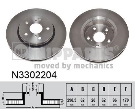 Nipparts N3302204 Brake disk N3302204: Buy near me at 2407.PL in Poland at an Affordable price!