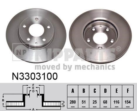 Nipparts N3303100 Front brake disc ventilated N3303100: Buy near me in Poland at 2407.PL - Good price!