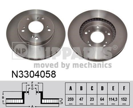 Nipparts N3304058 Front brake disc ventilated N3304058: Buy near me in Poland at 2407.PL - Good price!