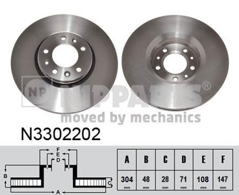 Nipparts N3302202 Front brake disc ventilated N3302202: Buy near me in Poland at 2407.PL - Good price!
